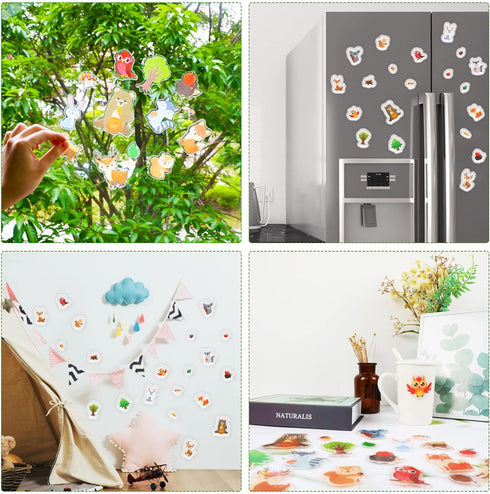 20 PCS Woodland Animals Thick Gel Clings - Window Decals Stickers for Kids, Toddlers, and Adults Home Nursery