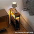 1 Creso hom Narrow Side Table with Charging Station and LED Light, End Table with Fabric Drawer, Skinny Nightstand