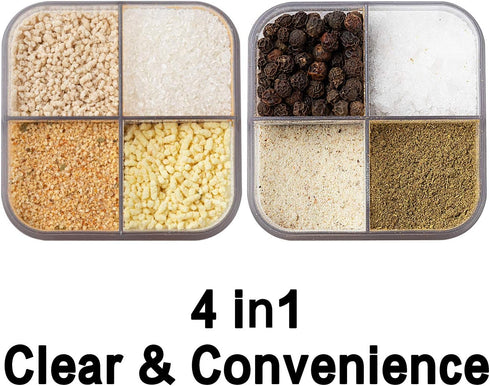 4-in-1 2 Packs 4 Travel Spice Containers - Portable Camping Seasoning Kit with Adjustable Sizes Hole Lid, Salt