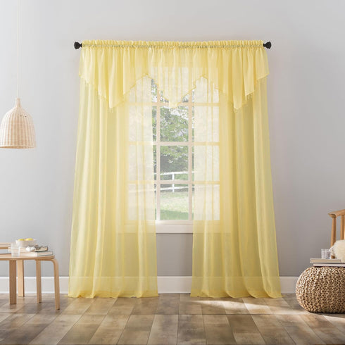 No. 918 Erica Crushed Sheer Voile Curtain Panel, 51" x 95", Yellow Rod Pocket