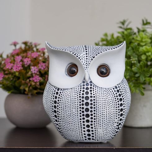 Ornativity White Owl Statue Figurine, Animal Sculpture Home Decoration for Bedroom Living Room Kitchen Office