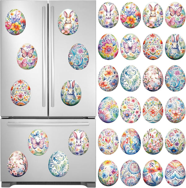 Dazoratix Easter Eggs Refrigerator Magnets - 24 Pcs Bunny Egg Fridge Decorations
