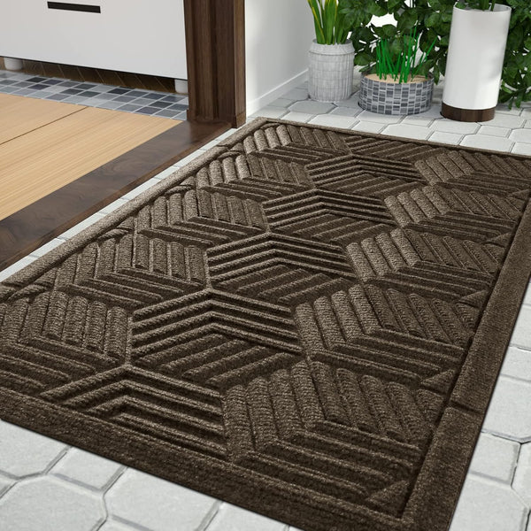 Yimobra Front Entrance Door Mat, All-Season Heavy Duty Outdoor Indoor Floor Mat, 29.5x17 Inch, Beige Brown