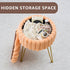 Wimarsbon Vanity Stool with Storage, Faux Fur Ottoman Chair with Metal Legs, Round Makeup Vanity Chair for Bedroom