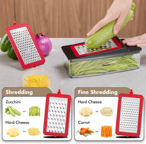 Geedel Vegetable Chopper Pro, 4 in 1 Kitchen Slicer Dicer Cutter Grater with Container for Onion, Potato, Carrot (Red)