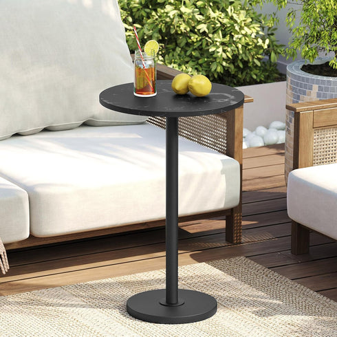 ET30BM YATINEY Round Side Table, Small Drink Table for Small Spaces, Pedestal Style Martini Table, End Table in Living