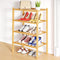 Smiry Shoe Rack, 4 Tier Small Bamboo Shoe Organizer, Stackable Free Standing