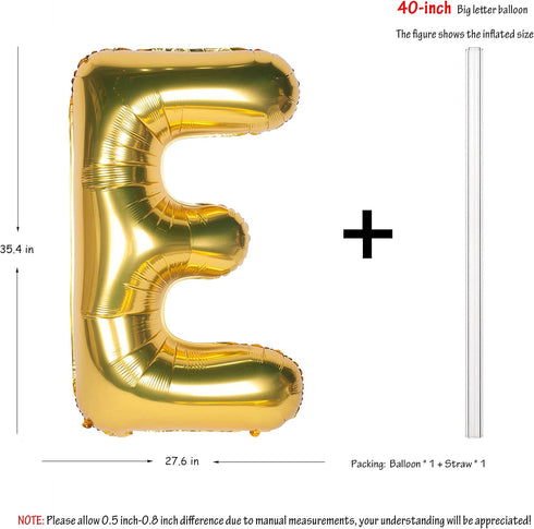 Letter Balloons, 40 Inch Giant Jumbo Helium Foil Mylar, Party Decorations, Gold E