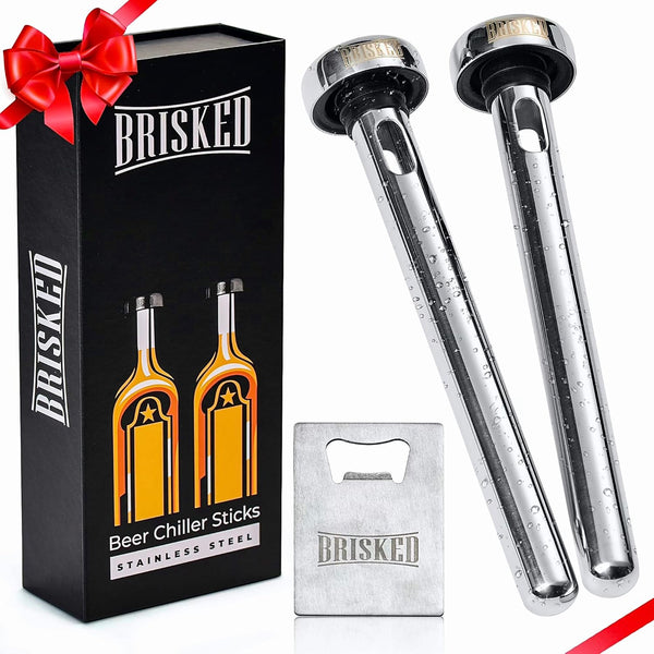 Beer Chiller Sticks Set for Bottles | 2 Stainless Steel Cooling Chillers for Chubby Bottles | Christmas Gift Accessories
