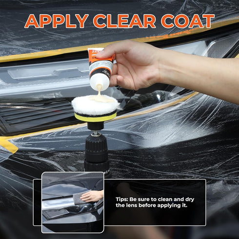 Headlight Restoration Kit for DIY Polishing, Clean Tool with Sanding Discs and Scouring Pads for Electric Drill