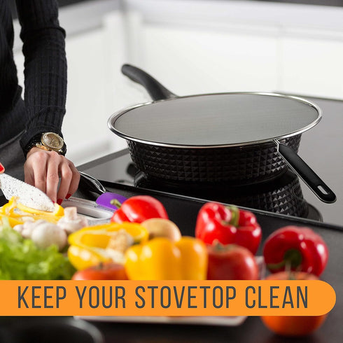 Set of 3 Classic 13" Splatter Screens, Stainless Steel Fine Mesh with Comfort Grip Handles for Safe Cooking Splash