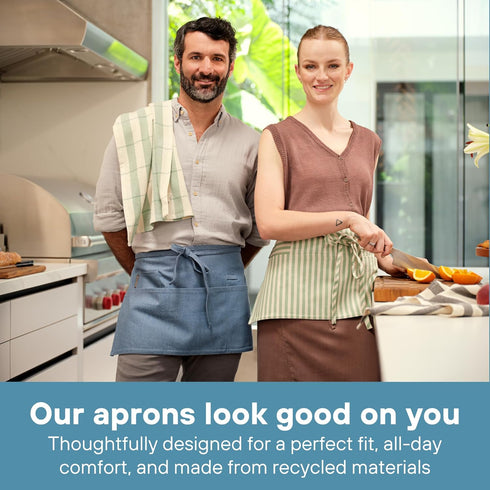MEEMA Waist Apron with 3 Pockets | Waitress Apron with Pockets | Half Aprons for Servers Women