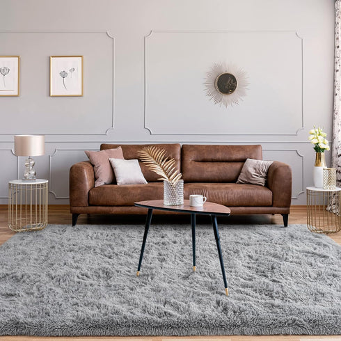 Jelymark Super Soft Shaggy Rug for Bedroom, 4x5.9 Feet Fluffy Carpet for Living Room, Grey Indoor Rug