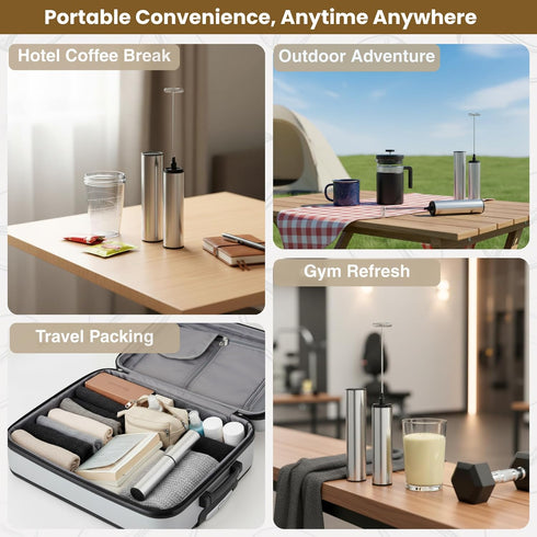 VOMELON Operated,2-Speed Rechargeable Milk Frother Battery Portable Travel Frother,Electric Milk Foamer Coffee Frother