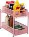 Mind Reader 2 Tier Accessory Organizer, Metal Mesh Supply Storage for Office, Kitchen, Makeup Crafts, Pink, 8" L x