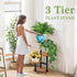 3 VECELO Tier Plant Stand Indoor Outdoor, Tall Metal Wood Flower Shelf for Multiple Plants, Small Tiered Round Corner