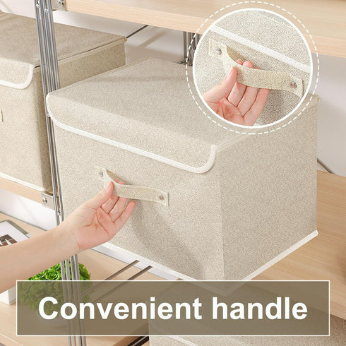 ENUMAIL Closet, 15x9.8x9.8 Storage Boxes, Collapsible Storage Bins with Lids, Cotton and linen cloth Storage Baskets