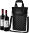 OPUX Insulated 2 Bottle Wine Carrier Tote, Leakproof Wine Cooler Bag for BYOB Picnic, Portable Wine Case, Checker Black