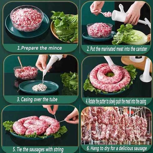 Awxevcik Food Grade Quality Manual Sausage Maker Sausage Stuffer Manual Plastic Meat Filler Funnel Tubes Sausage
