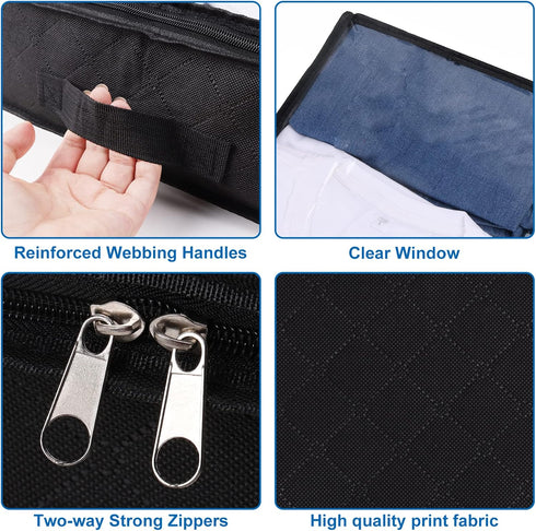 Fixwal 4 Pack Black Underbed Storage Bags with Clear Window, Reinforced Handles for Clothing and Bedding