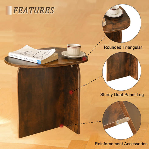 AWASEN Side Table, Small Triangle End Table Living Room, Modern Accent Table with Unique Tabletop, Mini Bedside Table