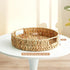 13 inch 1Pack Round Wicker Tray, Hand-Woven Rattan Serving Trays with Handles for Snack Drinks Coffee Table Tray, Water