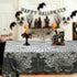 Halloween Tablecloth - Gothic Black Lace Spider Web Table Cover for Masquerade, Dinner Party, 53x68 Inches