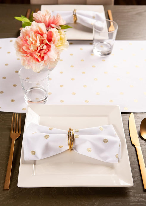 13x90, DII Polka Dot Kitchen Collection, Table Runner, Metallic White/Gold Reversible