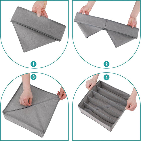 Bra Storage Drawers Organizer for Clothing, Foldable Storage Cube Bins for Bra, Socks, Underwear, 3 Pack (Grey)