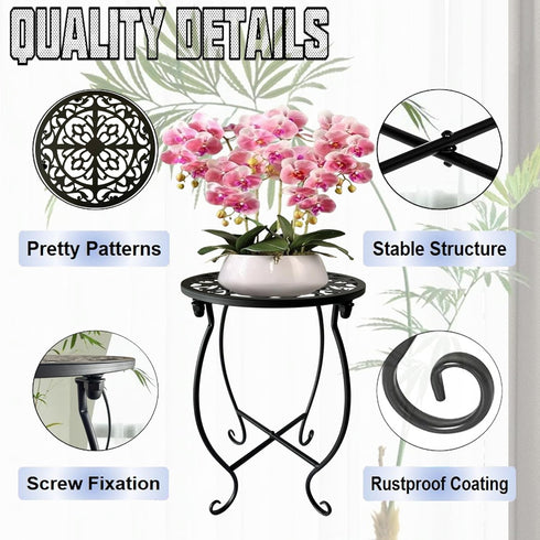 EKINIYAR 15" 1 Count Plant Stand Indoor Outdoor, Tall Flower Pot Stand, Round Metal Corner Plant Stand for Flower Pot