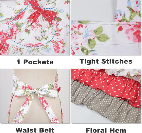Surblue Heavy Duty Kitchen Aprons for Women - Ideal for Cooking & Gardening