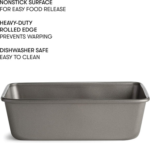 Cooking Light Heavy Duty Nonstick Bakeware Carbon Steel Bread Pan or Loaf Pan with Quick Release Coating, Manufactured without PFOA, Dishwasher Safe, Oven Safe, 9.25-Inch x 5.25-Inch, Gray by Cooking Light