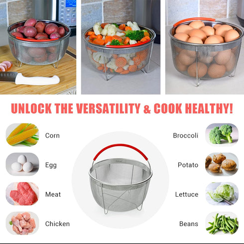Original Salbree Steamer Basket for 3 Quart Instant Pot Accessories - Stainless Steel Strainer with Handle