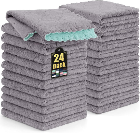 Mordimy 24 Pack Kitchen Cloths Dish Towels (10" x 10", Grey &