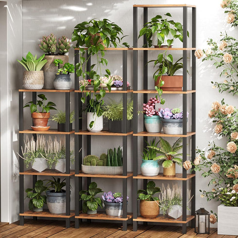 4-Tier BS01BB004 TUTOTAK Bookshelf, Tall Book Shelf, Narrow Bookcase for Small Space, DIY Stackable Bookshelf