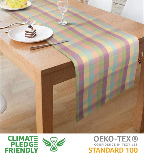 Urban Villa Easter Table Runner - 100% Cotton Fused Table Runner, Easter Special Buffalo Check 14" x 72''
