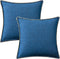 decorUhome Set of 2 Decorative Outdoor Throw Pillow Covers, 20x20 Square Linen Rustic Farmhouse Dark Blue