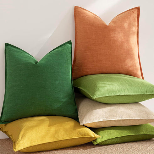 Pack 2, 12 20 Inch Foindtower of Decorative Linen Soild Throw Pillow Covers Soft Accent Lumbar Cushion Case Boho