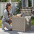 32 YITAHOME Gallon Deck Box, Resin Storage with Lockable Lid & Side Handles, Indoor Outdoor Small Container for Patio
