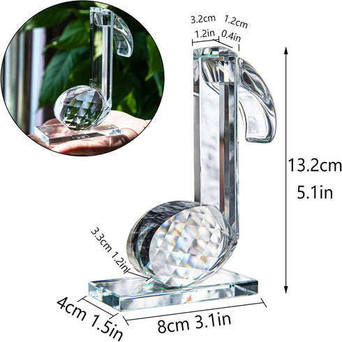 QFkris 5'' Height Crystal Eighth Note Figurines, Collectibles Glass Musical Sculpture Statue for Home Piano Guitar Gifts