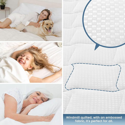 SLEEP ZONE Waterproof Mattress Protector Pad Twin Machine Washable, Breathable Mattress Topper with Deep Pockets