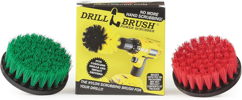 Drill Brush Combo Kit - Medium and Stiff 4-inch Round Spin Brush for Indoor/Outdoor Cleaning Supplies