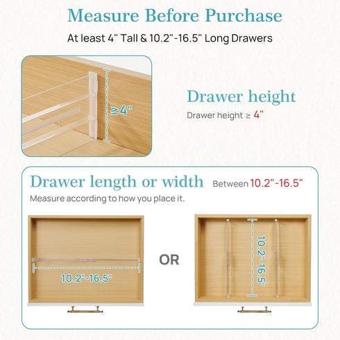 12 Pack 4" 10.2"-16.5" Vtopmart Drawer Dividers for Clothes, High Adjustable Expandable Dresser Drawer Organizer, Clear