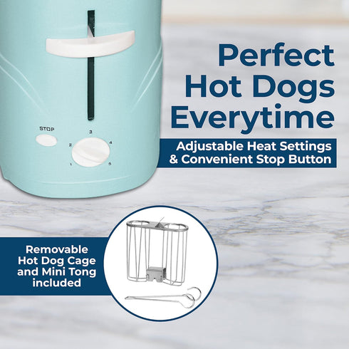 Nostalgia Pop-Up 2 Hot Dog and Bun Toaster - Works with Chicken, Turkey, Veggie Links, Sausages