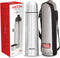 Milton Thermosteel 1000 ml Flip Lid, Double Walled Vacuum Insulated Thermos | 34 oz | 1 Ltr | Silver, BPA Free