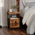 Fixwal Night Stand with Charging Station, Nightstand with Fabric Drawers, Bedside Table for Bedroom, Rustic Brown