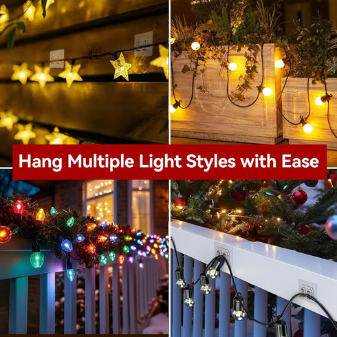 Latoxcaa 25 Pack Hooks for Outdoor String Lights, Heavy Duty Cable Clips, Damage Free Cord Clips, Waterproof