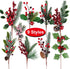 18 MIAHART Pcs Christmas Picks Artificial Pine Branches Red Berry Stems Pine Picks Spray with Pine Cone Apples Holly