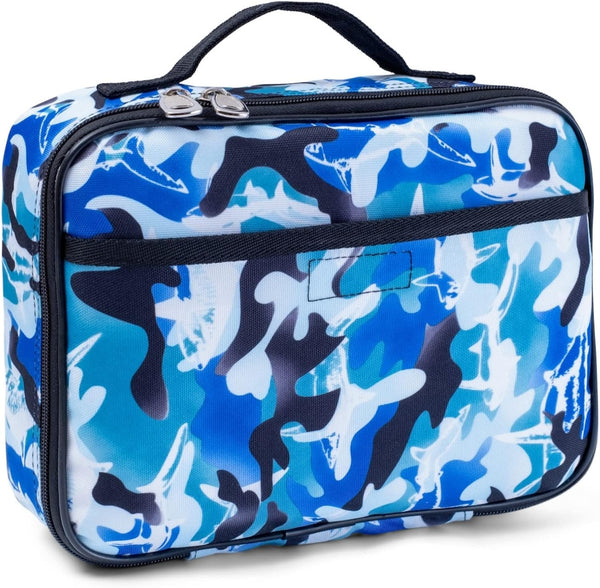 Fenrici Lunch Box for Boys, Kids Insulated Lunch Bag, Spacious, BPA Free, Food Safe, Shark, Camo