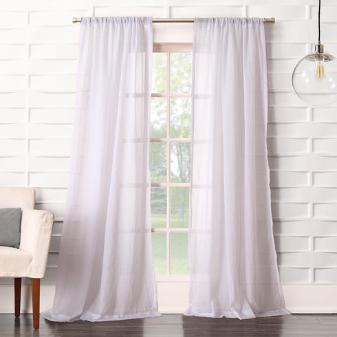 No. 918 Tayla Crushed Texture Semi-Sheer Curtain Panel, 50" x 95", White, Rod Pocket